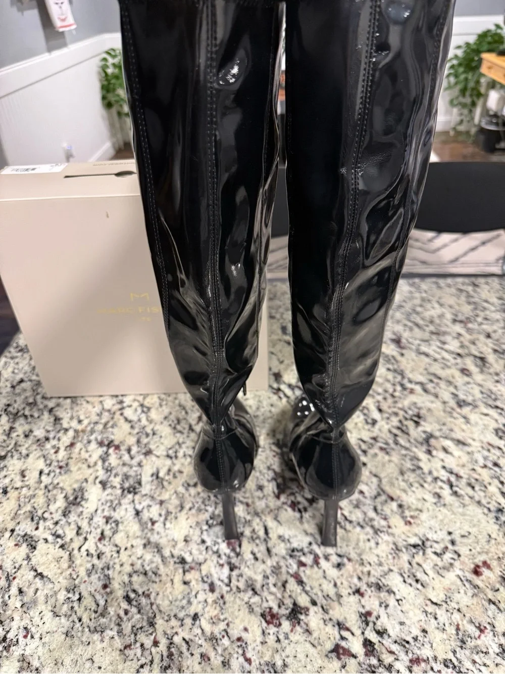 Marc Fisher Women's Black Knee-High Pointed-Toe Boots. NEW! Size 7.5